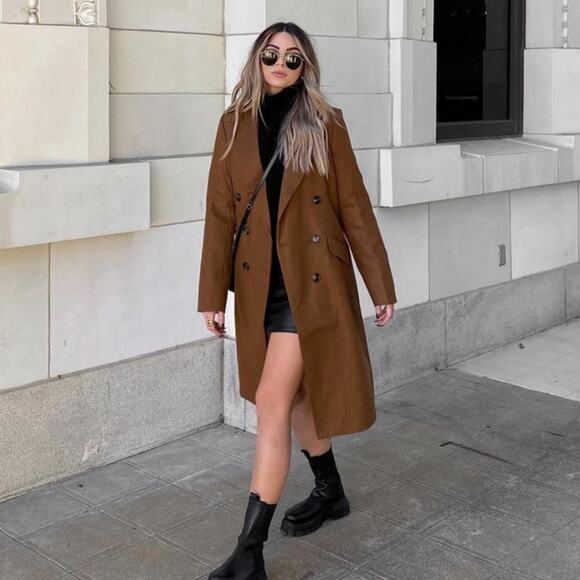 Windsor Jackets & Blazers - Windsor Brown Double Breasted Faux Wool Coat Women’s Size S | NWT